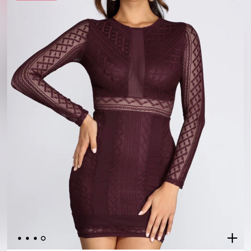 Windsor Maroon Lace Cocktail Dress